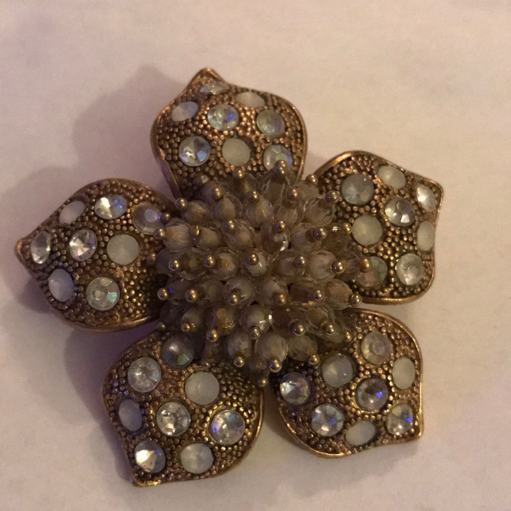 LC rhinestone beads flower brooch